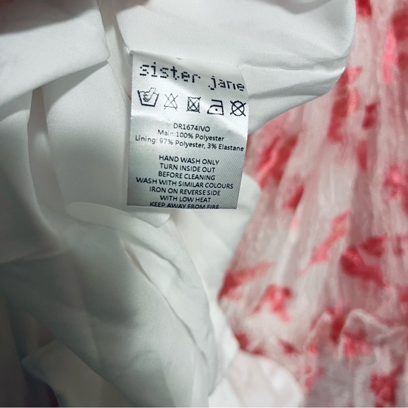 SISTER JANE Rare Midi Puff Smock Dress in Pink Floral Jacquard Size Medium NEW! - Picture 14 of 16